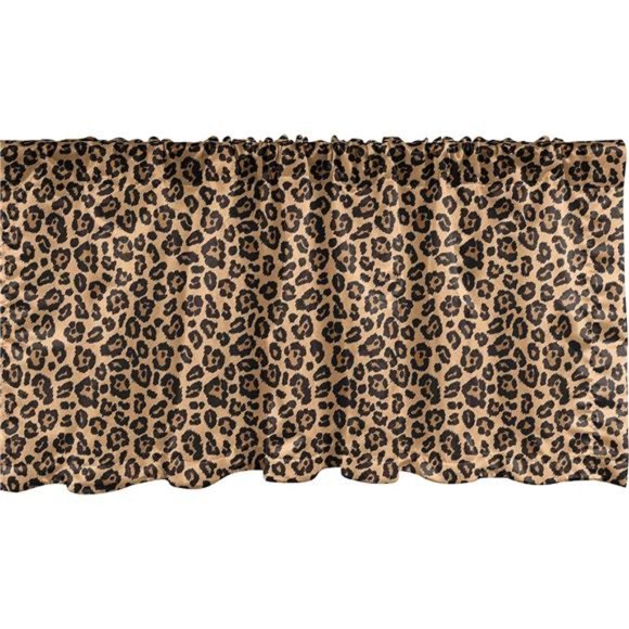 Leopard Print Window Valance, Drawing Texture Illustration Exotic Fauna Animal - Picture 1 of 2